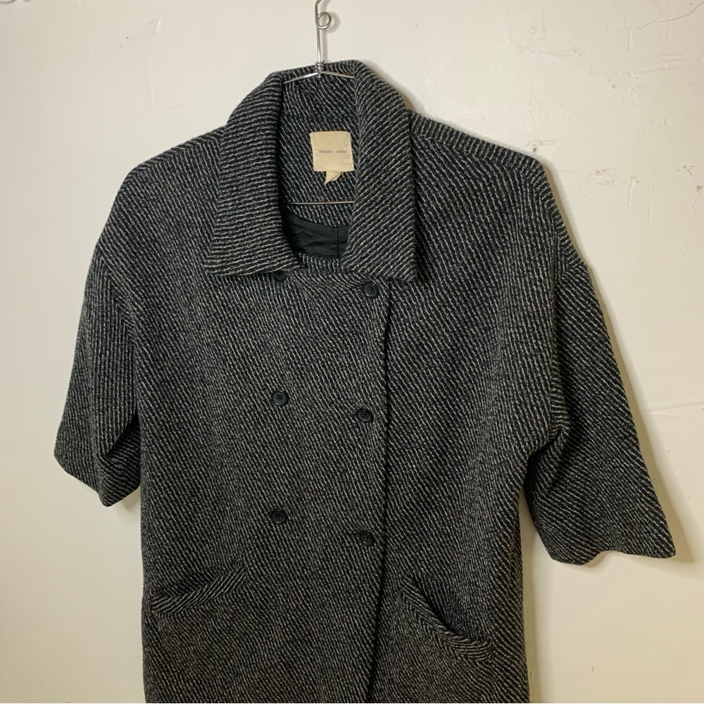 Urban Outfitters Silence + Noise Wool Blend Herring-bone Textured Peacoat Coat - Picture 4 of 9